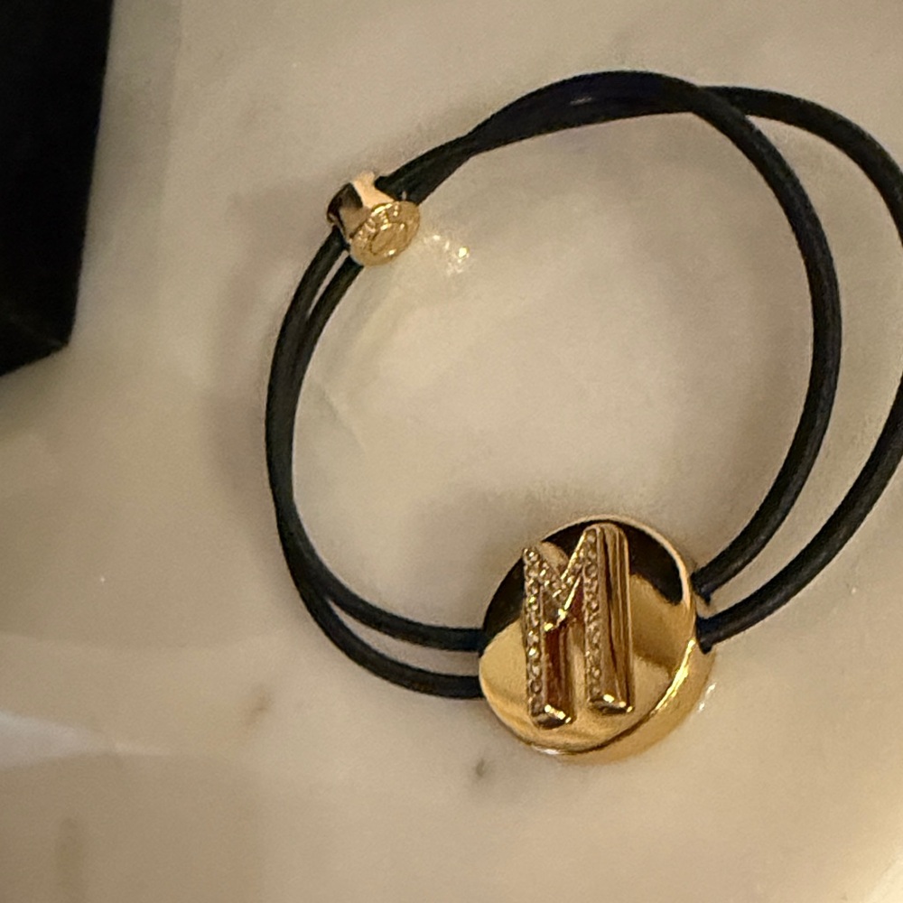Henri Bendel Black and Gold Monogram Bracelet
